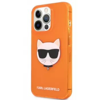 Karl Lagerfeld Apple iPhone 13 Pro Fluo TPU Choupette Head -kotelo oranssi