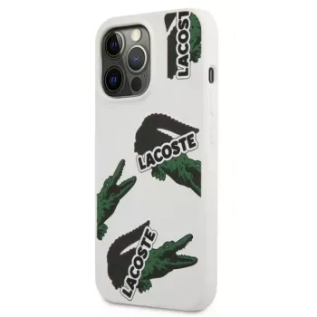Lacoste Apple iPhone 13 Pro Liquid Silicone Allover Pattern -kotelo valkoinen