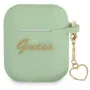 Guess GUA2LSCHSN silikonikotelo Charm Heart Collection Apple AirPods 1/2 -kuulokkeille, vihreä