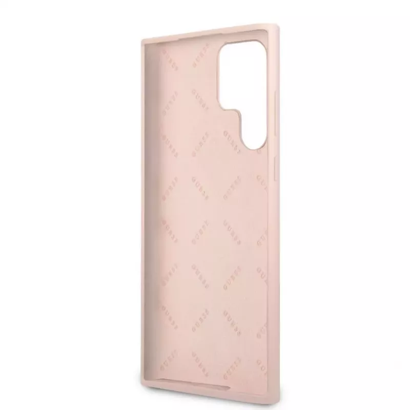 Guess Samsung Galaxy S22 Ultra silikonikotelo Metal Logo pinkki