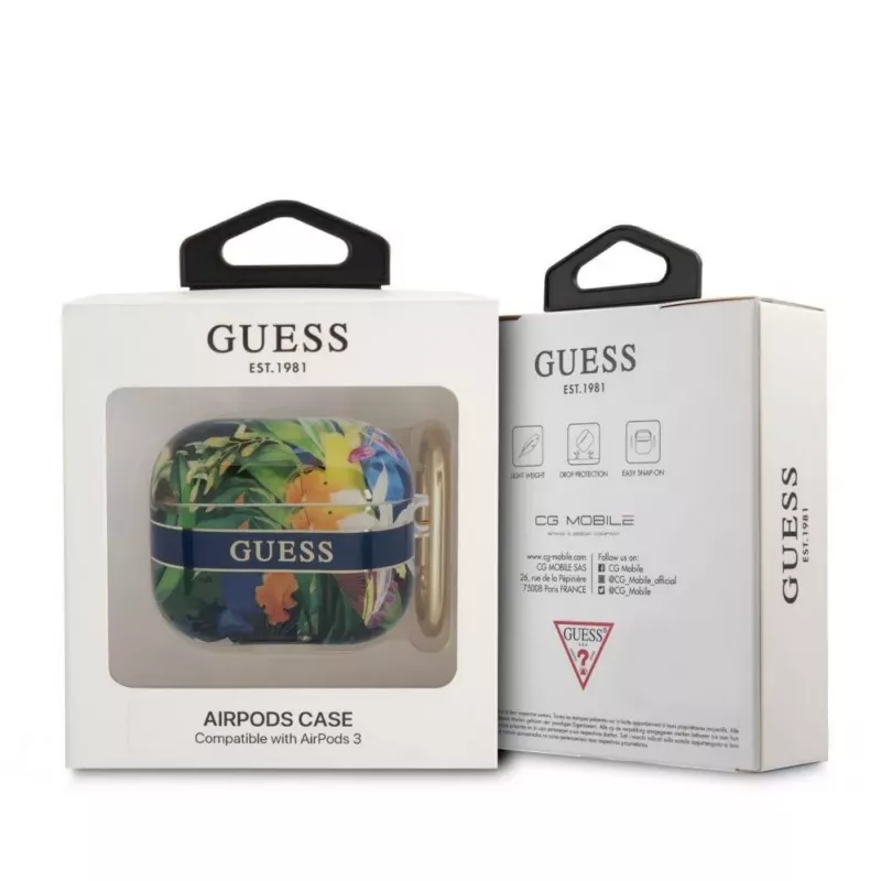 Guess Apple AirPods 3 TPU Flower Print -kotelo sininen