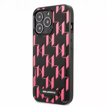 Karl Lagerfeld Apple iPhone 13 Pro Monogram Plaque -kotelo musta pinkki