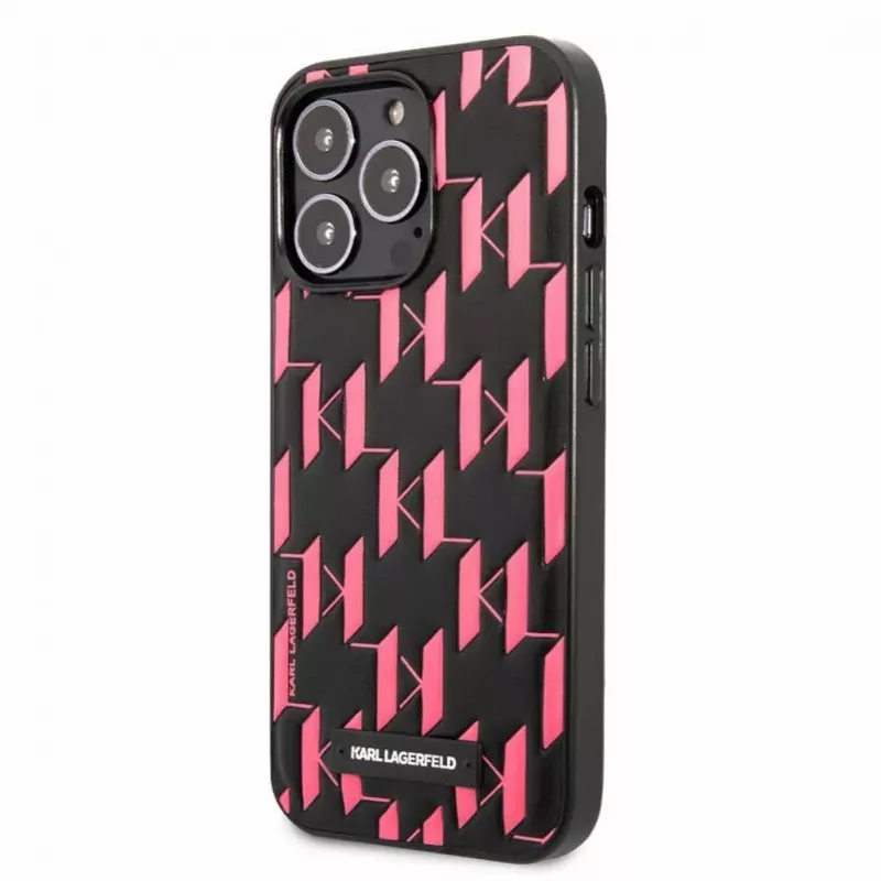 Karl Lagerfeld Apple iPhone 13 Pro Monogram Plaque -kotelo musta pinkki