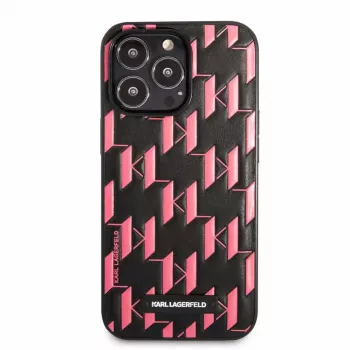Karl Lagerfeld Apple iPhone 13 Pro Monogram Plaque -kotelo musta pinkki