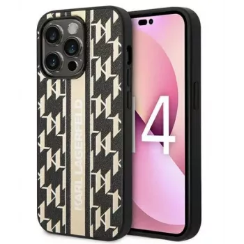 Karl Lagerfeld Apple iPhone 14 Pro 6.1 kova kotelo Monogram Stripe ruskea
