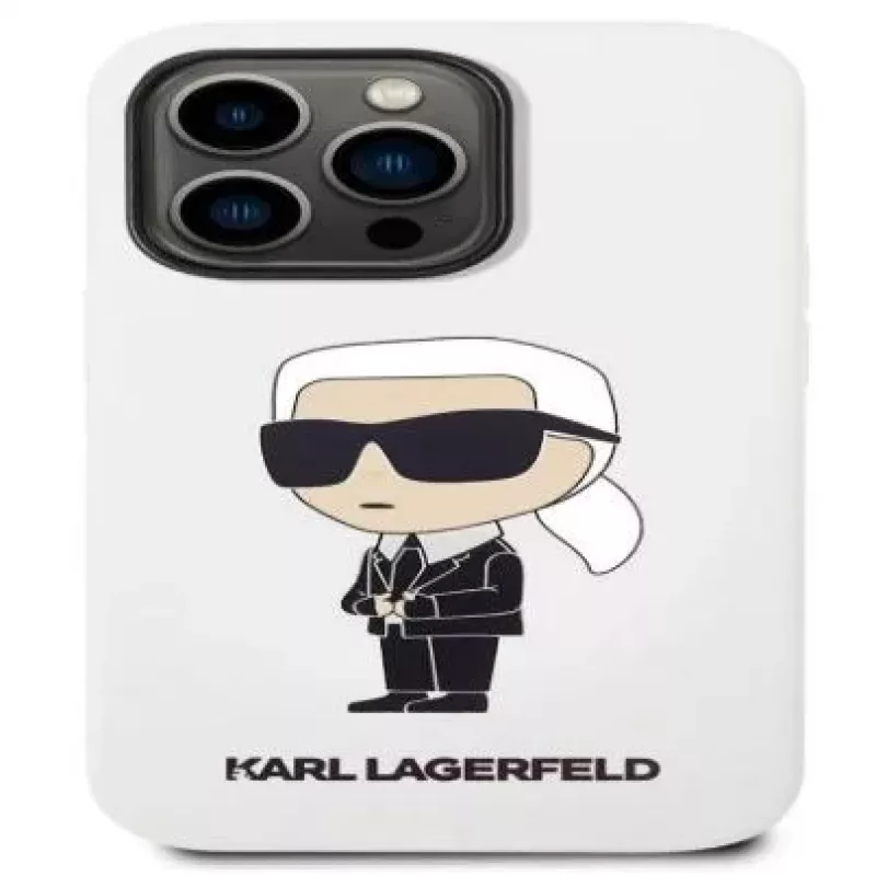 Karl Lagerfeld Apple iPhone 14 Pro Liquid Silicone Ikonik NFT kotelo valkoinen
