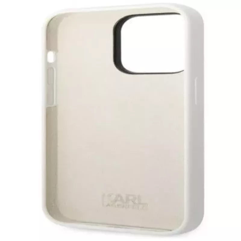 Karl Lagerfeld Apple iPhone 14 Pro Liquid Silicone Ikonik NFT kotelo valkoinen