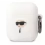 Karl Lagerfeld Apple AirPods 1/2 3D Logo NFT Karl Head silikonikotelo valkoinen