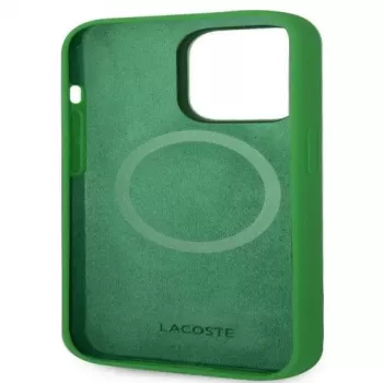 Lacoste Apple iPhone 15 6.1 Liquid Silicone Microfiber Croc Logo Magsafe takakansi vihreä