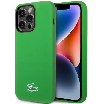 Lacoste Apple iPhone 15 6.1 Liquid Silicone Microfiber Croc Logo Magsafe takakansi vihreä