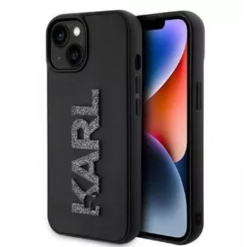Karl Lagerfeld Apple iPhone 15 HC 3D LOGO GLITTER musta