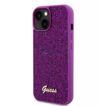 Guess Apple iPhone 15 Sequin Script Logo kotelo magenta