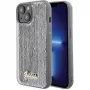 Guess iPhone 15 HC Sequin Script Metal Silver kova kotelo