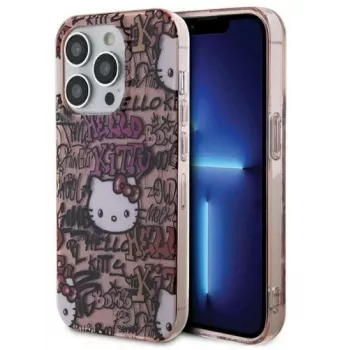 Hello Kitty Apple iPhone 15 Pro Max 6,7 tuuman kova kotelo IML Tags Graffiti pinkki