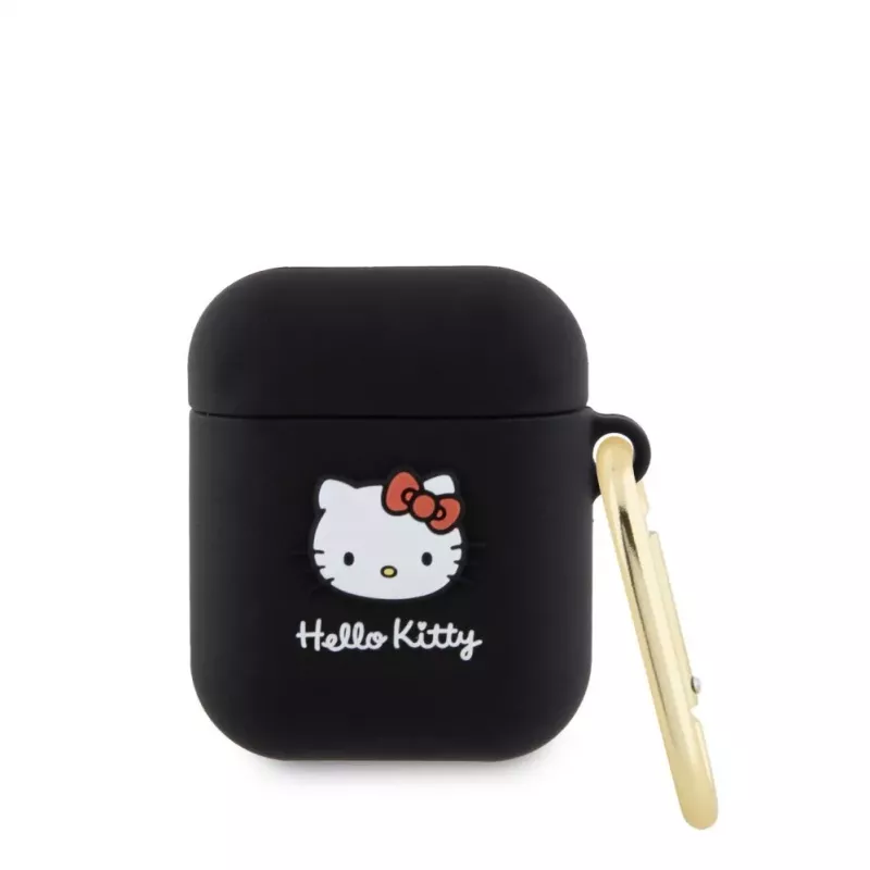 Hello Kitty Liquid Silicone 3D Kitty Head Logo kotelo AirPods 1/2 musta