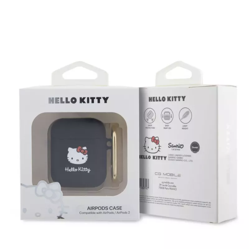 Hello Kitty Liquid Silicone 3D Kitty Head Logo kotelo AirPods 1/2 musta
