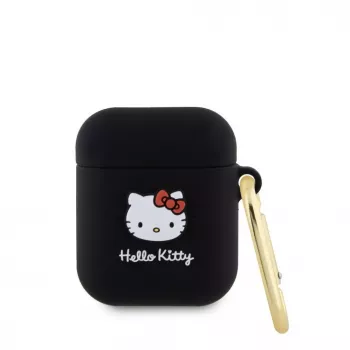 Hello Kitty Liquid Silicone 3D Kitty Head Logo kotelo AirPods 1/2 musta