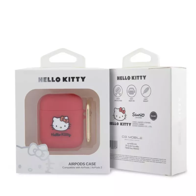 Hello Kitty Apple AirPods 1/2 -kotelo silikoni 3D Kitty Head punainen