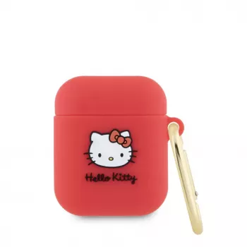 Hello Kitty Apple AirPods 1/2 kotelo silikoni 3D Kitty Head punainen