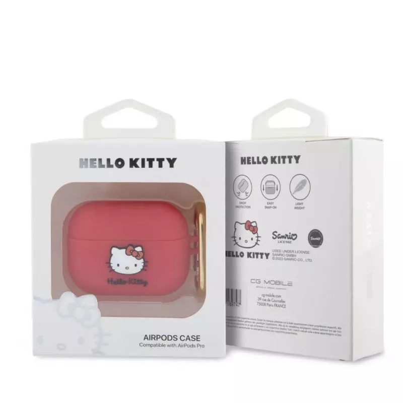 Hello Kitty Apple AirPods Pro kotelo silikoni 3D Kitty Head punainen