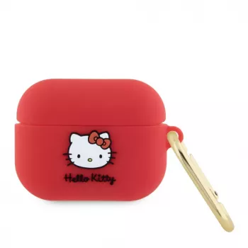Hello Kitty Apple AirPods Pro kotelo silikoni 3D Kitty Head punainen