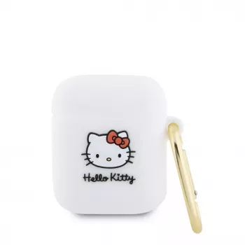 Hello Kitty HKA23DKHSH silikoni 3D Kitty Head kotelo Apple AirPods 1/2 - valkoinen