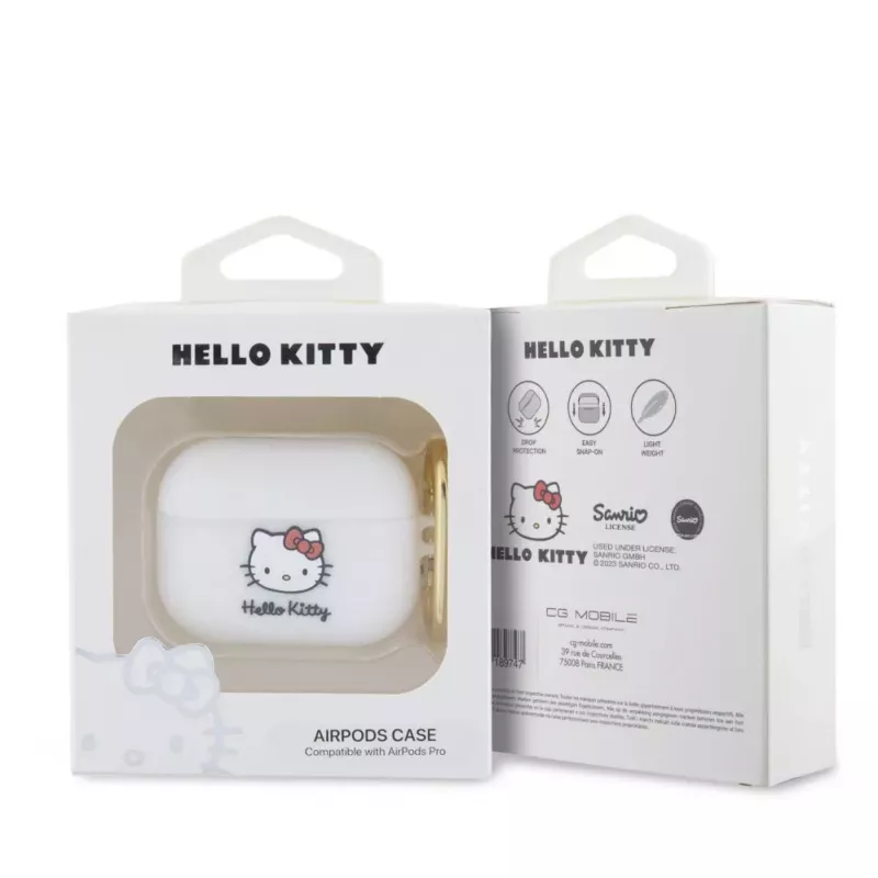 Hello Kitty Apple AirPods Pro kotelo silikoni 3D Kitty Head valkoinen