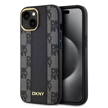 DKNY Apple DKNY PU-nahka Checkered Pattern Magsafe kotelo iPhone 15 musta