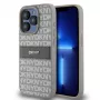 DKNY PU Leather Repeat Pattern Tonal Stripe Case iPhone 15 Pro beige