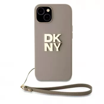 DKNY Apple DKNY PU-nahka Stack Logo -rannekotelo iPhone 15:lle beige