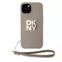 DKNY Apple DKNY PU-nahka Stack Logo -rannekotelo iPhone 15:lle beige
