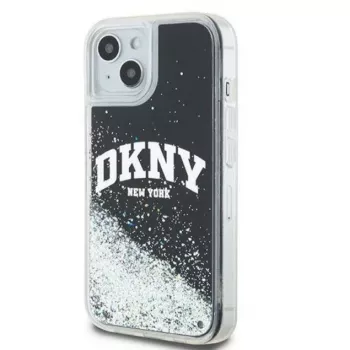 DKNY Apple iPhone 15 -kovakotelo Liquid Glitter Big Logo musta