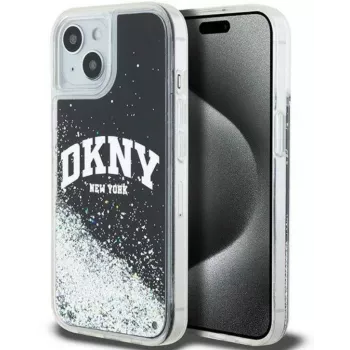 DKNY Apple iPhone 15 -kovakotelo Liquid Glitter Big Logo musta