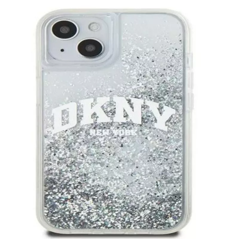 DKNY Apple iPhone 15 -kovakotelo Liquid Glitter Big Logo musta
