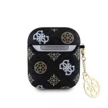 Guess AirPods 1/2 PU 4G Peony Charm -kotelo musta