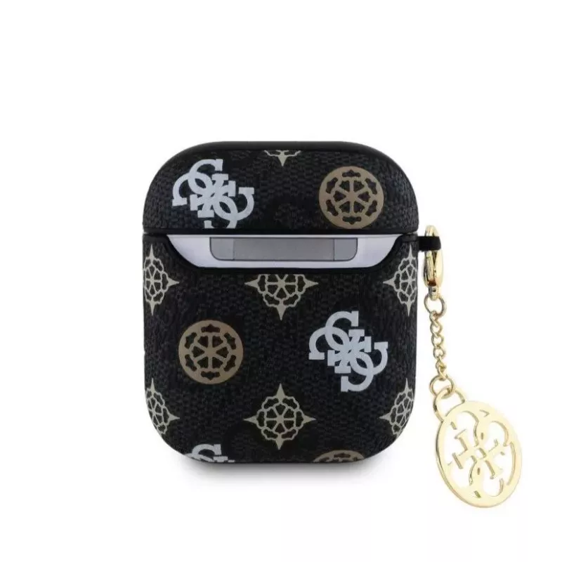 Guess AirPods 1/2 PU 4G Peony Charm -kotelo musta