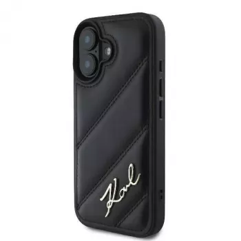 Karl Lagerfeld Kovakotelo iPhone 16:lle, Quilted Signature, musta