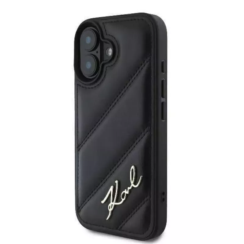 Karl Lagerfeld Kovakotelo iPhone 16:lle, Quilted Signature, musta