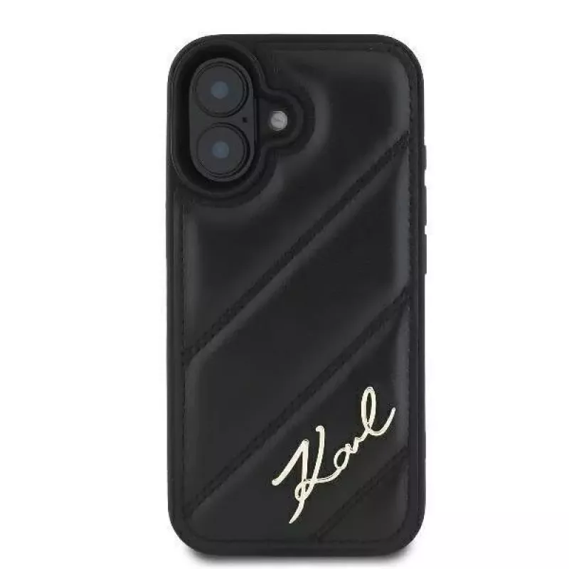 Karl Lagerfeld Kovakotelo iPhone 16:lle, Quilted Signature, musta