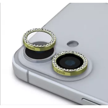 Guess Apple iPhone 16/16 Plus Fixed Glitter -suojalinssi kulta