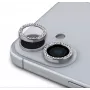 Guess Apple iPhone 16/16 Plus Fixed Glitter -suojalinssi hopea