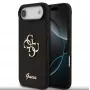 Guess Apple iPhone Air PU Fixed Glitter 4G Metal Logo -kotelo musta