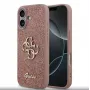 Guess PU Fixed Glitter 4G Metal Logo -suojakotelo iPhone 17:lle, vaaleanpunainen