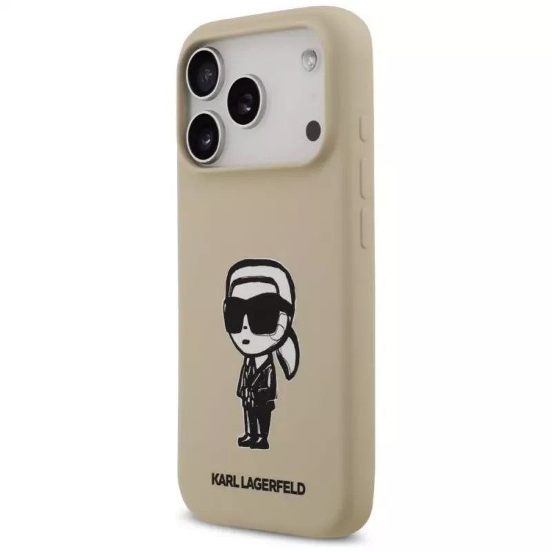 Karl Lagerfeld Apple iPhone 17 Pro -silikonikotelo MagSafella - ruskea (KL Sketch & Logo)