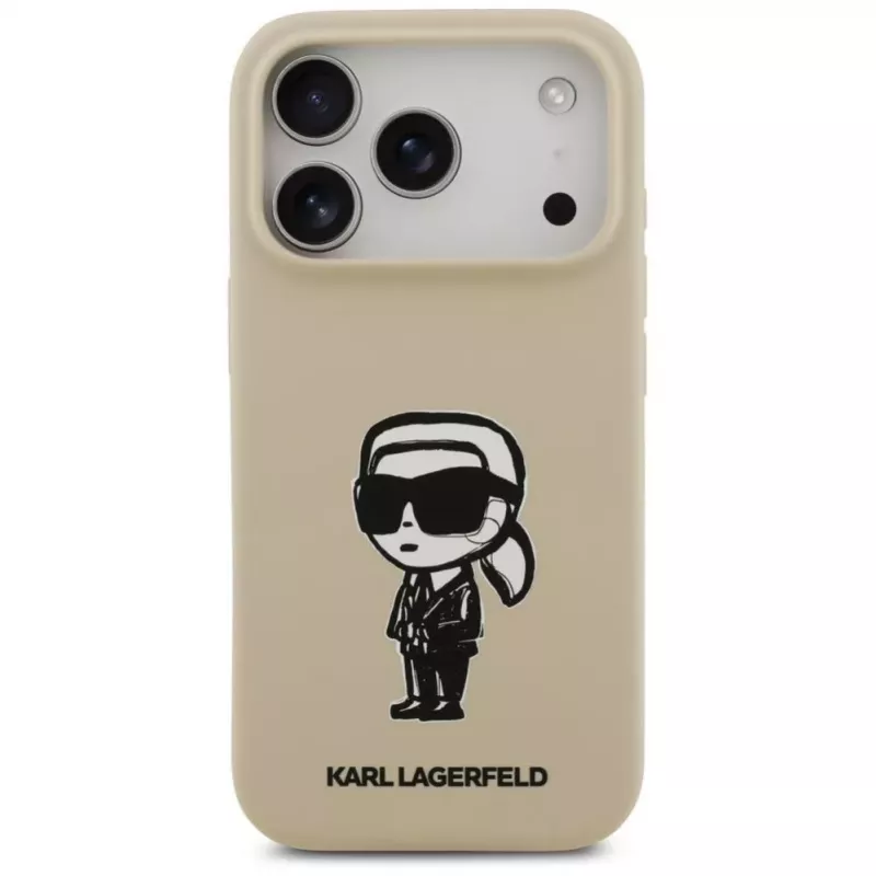 Karl Lagerfeld Apple iPhone 17 Pro -silikonikotelo MagSafella - ruskea (KL Sketch & Logo)
