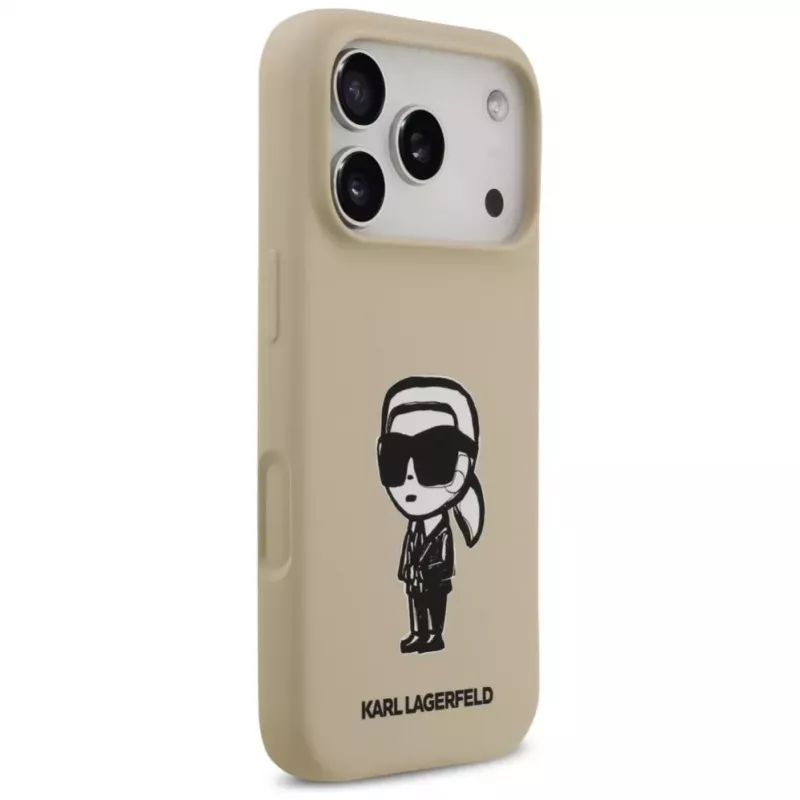 Karl Lagerfeld Apple iPhone 17 Pro -silikonikotelo MagSafella - ruskea (KL Sketch & Logo)