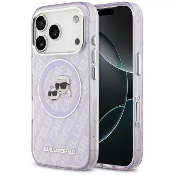 Karl Lagerfeld Apple iPhone 17 Pro -silikonikotelo MagSafella K&C Heads Logo lila