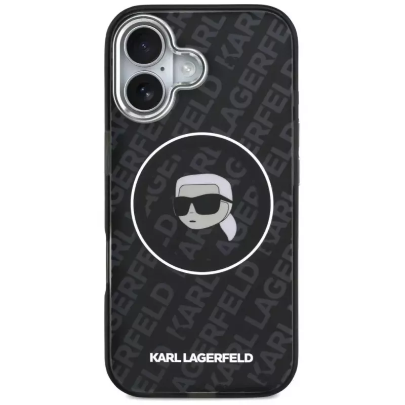 Karl Lagerfeld Apple iPhone 17 -silikonikotelo MagSafella KL Head Logo musta