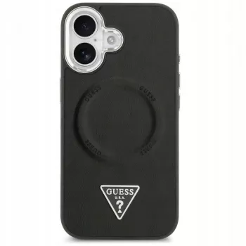 Guess Apple iPhone 17 PU-nahka Triangle Logo MagSafe -kotelo musta