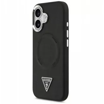 Guess Apple iPhone 17 PU-nahka Triangle Logo MagSafe -kotelo musta